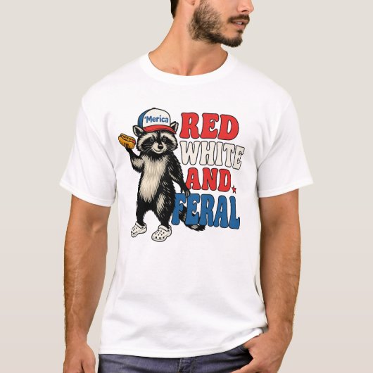 Funny Patriotic Raccoon Shirt – Red White and Fera (Vorderseite)