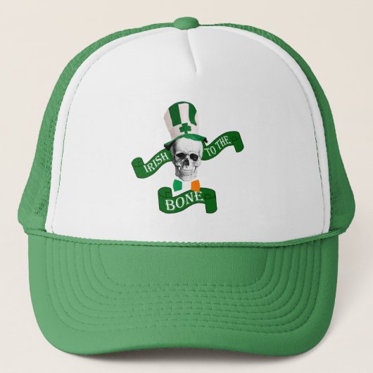 Funny patriotic skeleton St Patrick's Day Truckerkappe (Vorderseite)