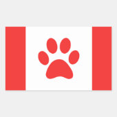 Funny Paw Canadian Flag Rechteckiger Aufkleber (Vorderseite)