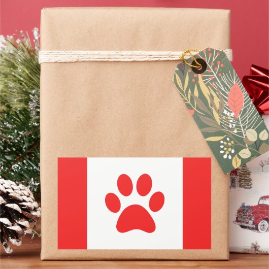Funny Paw Canadian Flag Rechteckiger Aufkleber (Feiertag)