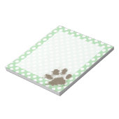 Funny Paw Print auf Celadon Green Polka Dots Notizblock (Rotiert)