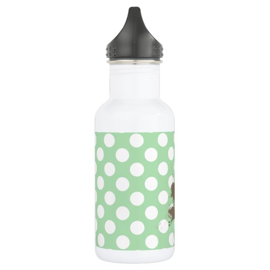 Funny Paw Print auf Celadon Green Polka Dots Trinkflasche (Links)