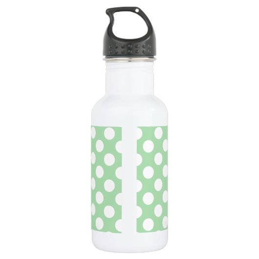 Funny Paw Print auf Celadon Green Polka Dots Trinkflasche (Rückseite)
