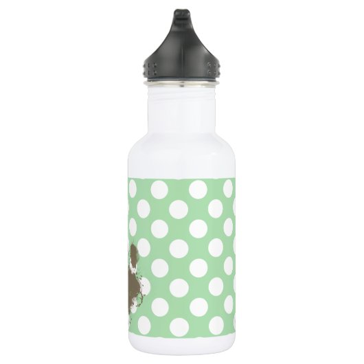Funny Paw Print auf Celadon Green Polka Dots Trinkflasche (Rechts)