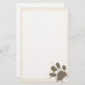 Funny Paw Print on Antique White Damask Briefpapier (Vorne/Hinten)