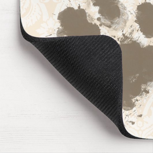 Funny Paw Print on Antique White Damask Mousepad (Ecke)