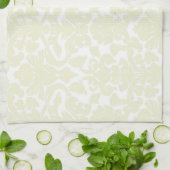 Funny Paw Print on Ivory Damask Pattern Geschirrtuch (Gefaltet)