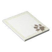 Funny Paw Print on Ivory Damask Pattern Notizblock (angewinkelt)