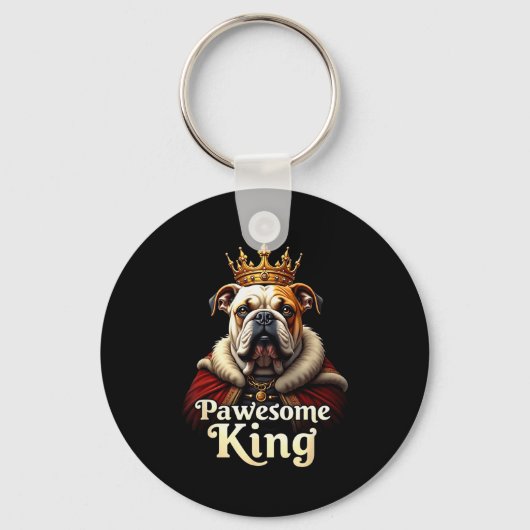 Funny Pawesome English Bulldog King Dog Art  Schlüsselanhänger (Vorderseite)