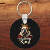 Funny Pawesome English Bulldog King Dog Art  Schlüsselanhänger (Vorderseite)