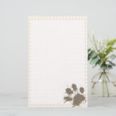 Funny Pawprint; antikes weißes Hahnentrittmuster Briefpapier (Stehend Vorderseite)