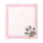 Funny Pawprint auf Blase Gum Pink Damask Notizblock (Vorderseite)