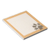Funny Pawprint auf Dark Orange Gingham Notizblock (angewinkelt)