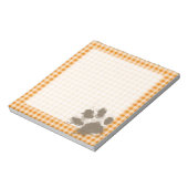 Funny Pawprint auf Dark Orange Gingham Notizblock (Rotiert)