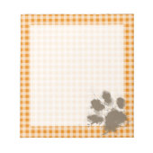 Funny Pawprint auf Dark Orange Gingham Notizblock (Vorderseite)