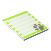 Funny Pawprint auf Electric Lime Green Stripes Notizblock (angewinkelt)