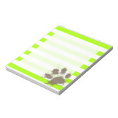 Funny Pawprint auf Electric Lime Green Stripes Notizblock (Rotiert)