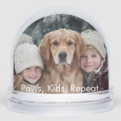 Funny Paws Kids Repeat Kid Dog Photo Personalized  Schneekugeln (Vorderseite)