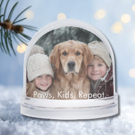 Funny Paws Kids Repeat Kid Dog Photo Personalized  Schneekugeln