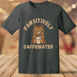 Funny pawsitiv mit Cat und Kaffee koffeiniert T-Shirt