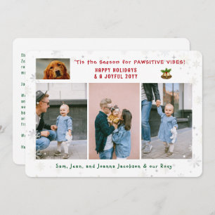 Funny Pawsitive Hunde Katze 4 Fotos Minimalistisch Feiertagskarte