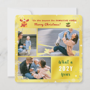 Funny Pawsitive Rudolph Elegantes Niedliches Golde Feiertagskarte