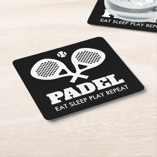 Funny Pdel Tennis Drink Coaster mit Schläger Logo Rechteckiger Pappuntersetzer (angewinkelt)