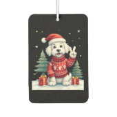 Funny Peace Hand Maltese Christmas Lights Womens M Autolufterfrischer (Vorderseite)