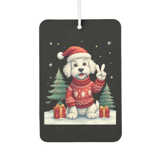 Funny Peace Hand Maltese Christmas Lights Womens M Autolufterfrischer (Vorderseite)