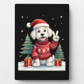 Funny Peace Hand Maltese Christmas Lights Womens M Fotoplatte (Vorderseite)