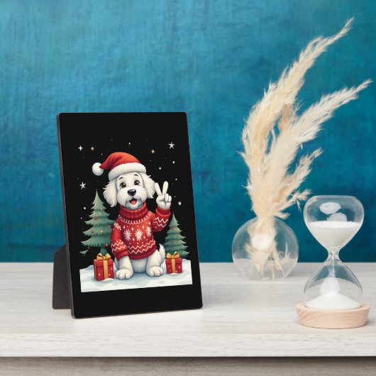 Funny Peace Hand Maltese Christmas Lights Womens M Fotoplatte (Seite)