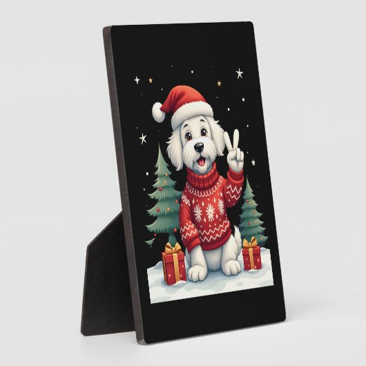 Funny Peace Hand Maltese Christmas Lights Womens M Fotoplatte (Seite)