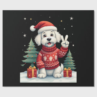 Funny Peace Hand Maltese Christmas Lights Womens M Geschenkpapier