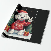 Funny Peace Hand Maltese Christmas Lights Womens M Geschenkpapier (Ungerollt)