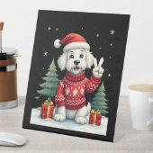 Funny Peace Hand Maltese Christmas Lights Womens M Sockelschild (In Situ)