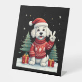 Funny Peace Hand Maltese Christmas Lights Womens M Sockelschild (Vorderseite)