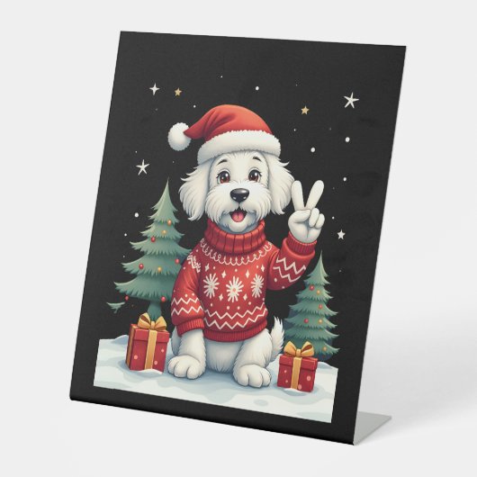 Funny Peace Hand Maltese Christmas Lights Womens M Sockelschild (Vorderseite)