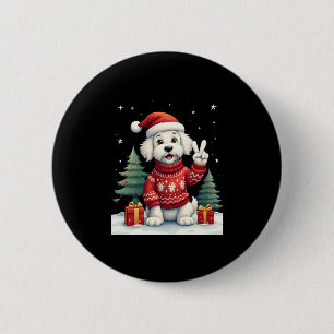 Funny Peace Hand Malteser Weihnachtsleuchten Fraue Button