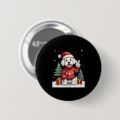 Funny Peace Hand Malteser Weihnachtsleuchten Fraue Button (Vorne & Hinten)