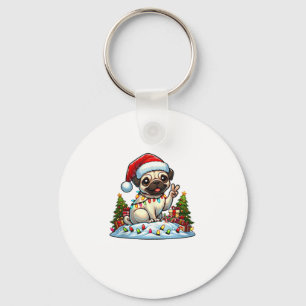 Funny Peace Hand Möpse Weihnachtsleuchten Frauen M Schlüsselanhänger