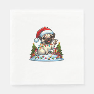 Funny Peace Hand Möpse Weihnachtsleuchten Frauen M Serviette