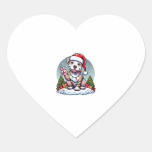 Funny Peace Hand Pitbuls Weihnachtsbeleuchtung Fra Herz-Aufkleber