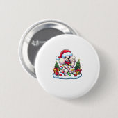 Funny Peace Hand Poodle Weihnachtsleuchten Weibche Button (Vorne & Hinten)