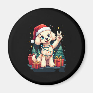 Funny Peace Hand Poodle Weihnachtsleuchten Weibche Magnet