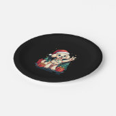 Funny Peace Hand Poodle Weihnachtsleuchten Weibche Pappteller (Schrägansicht)