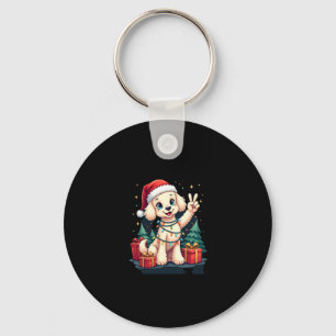 Funny Peace Hand Poodle Weihnachtsleuchten Weibche Schlüsselanhänger