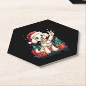 Funny Peace Hand Poodle Weihnachtsleuchten Weibche Untersetzer (angewinkelt)