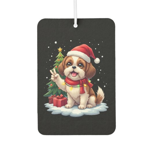 Funny Peace Hand Shih Tzu Christmas Lights Womens  Autolufterfrischer (Vorderseite)