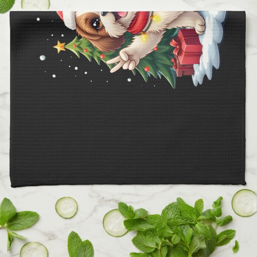 Funny Peace Hand Shih Tzu Christmas Lights Womens Geschirrtuch (Gefaltet)