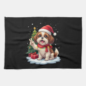 Funny Peace Hand Shih Tzu Christmas Lights Womens Geschirrtuch (Horizontal)